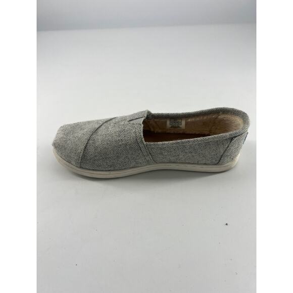Toms Classic Grey Wool Herringbone Shoes Youth Size 5.5 Gray Flat Slip On Box - Picture 5 of 8